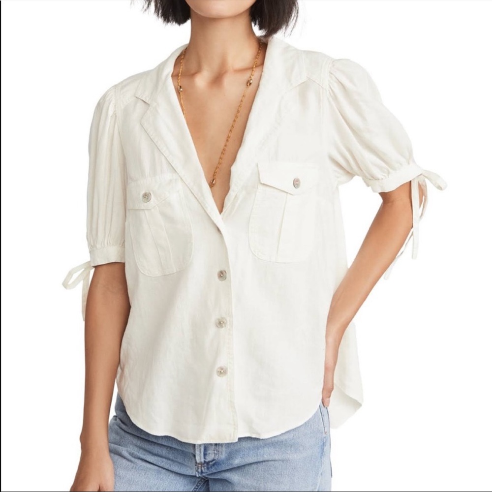 Free People Safari Babe Linen Blend Top Size XS